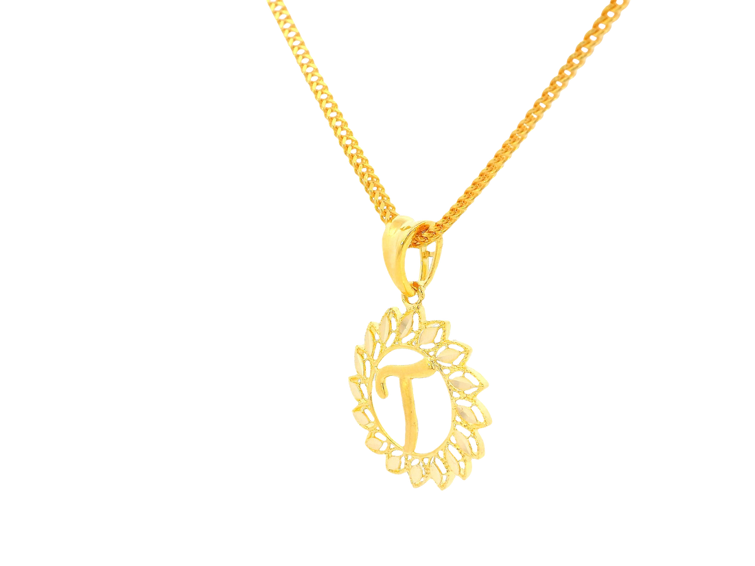 22K Yellow Gold Initial “T” Pendant