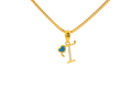 22K Yellow Gold Initial “T” Pendant with Cubic Zirconia