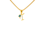 22K Yellow Gold Initial “T” Pendant with Cubic Zirconia
