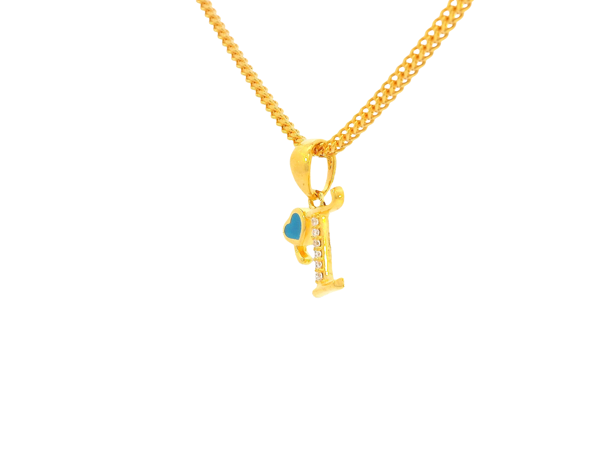 22K Yellow Gold Initial “T” Pendant with Cubic Zirconia