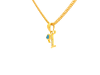 22K Yellow Gold Initial “T” Pendant with Cubic Zirconia