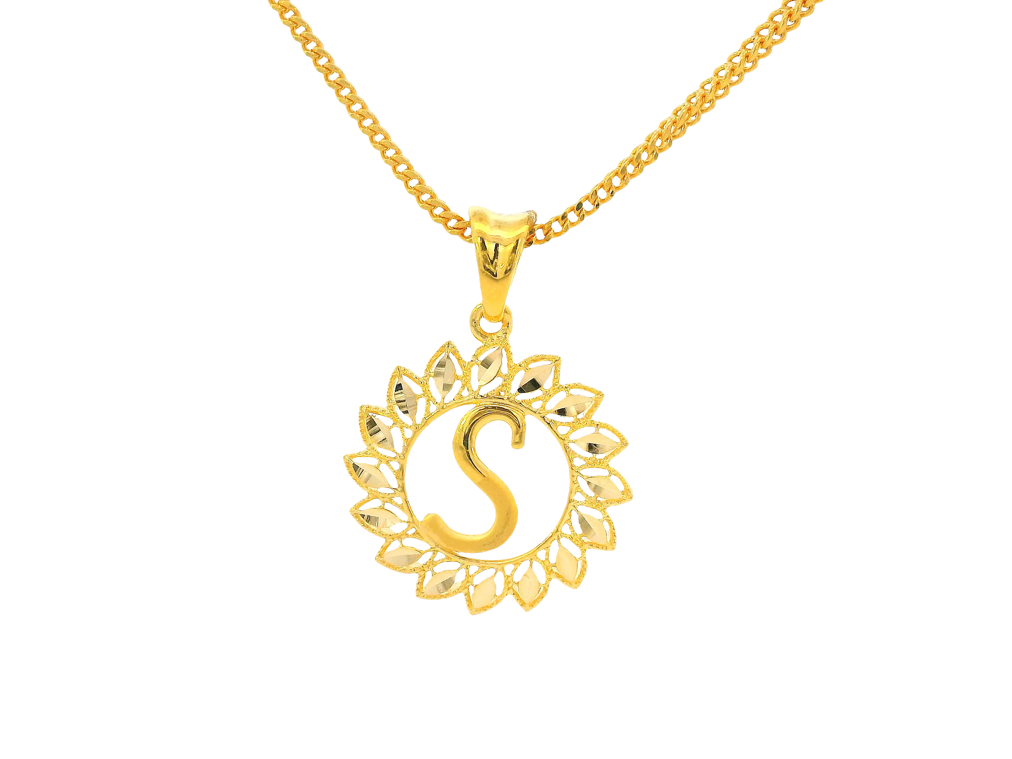 22K Yellow Gold Initial “S” Pendant
