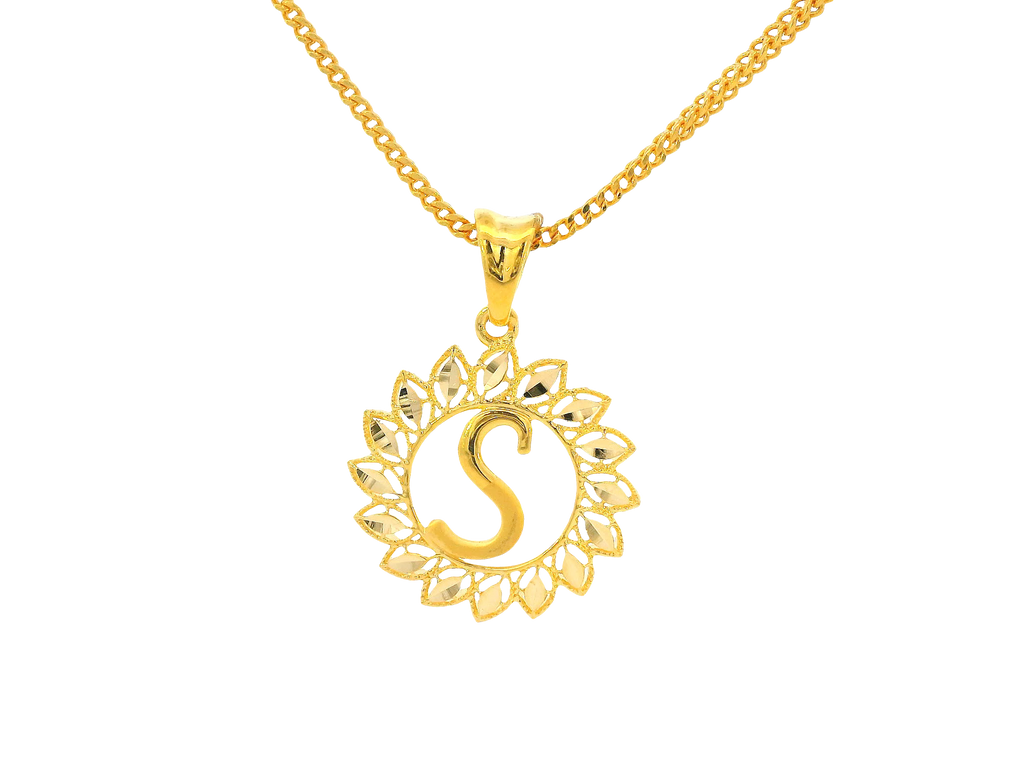 22K Yellow Gold Initial “S” Pendant