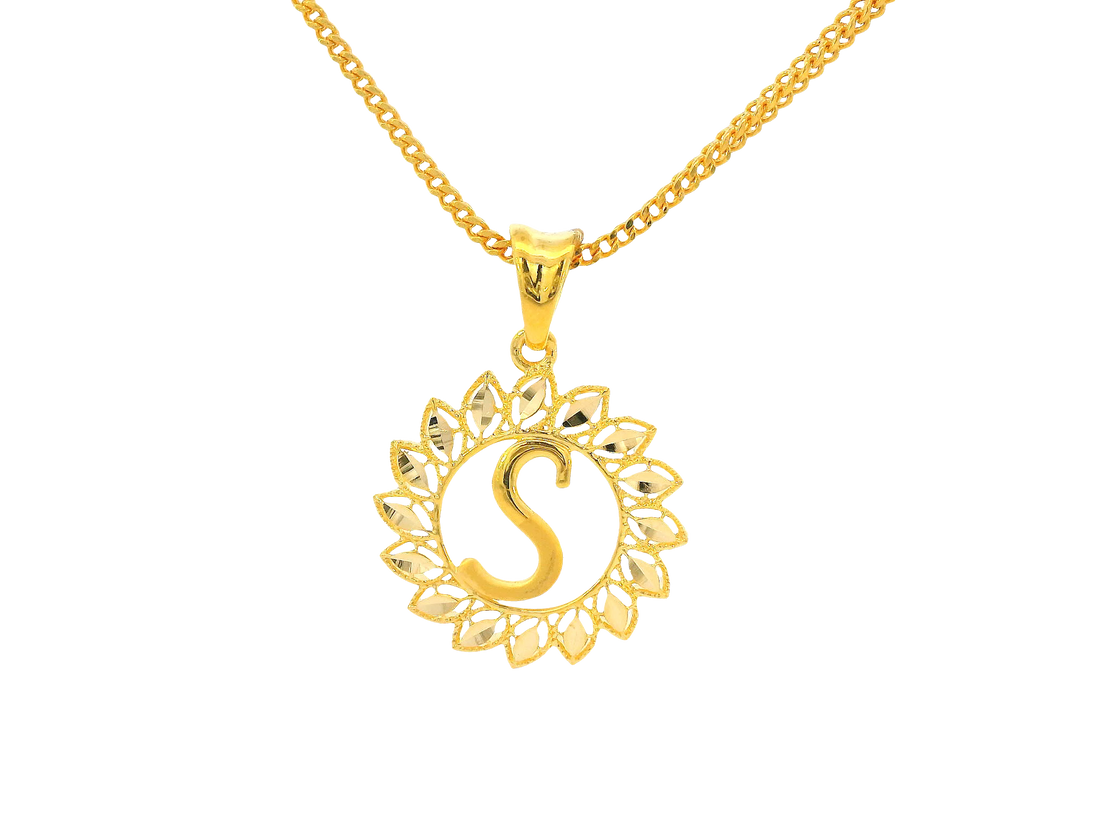 22K Yellow Gold Initial “S” Pendant