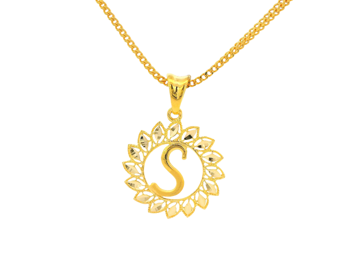 22K Yellow Gold Initial “S” Pendant