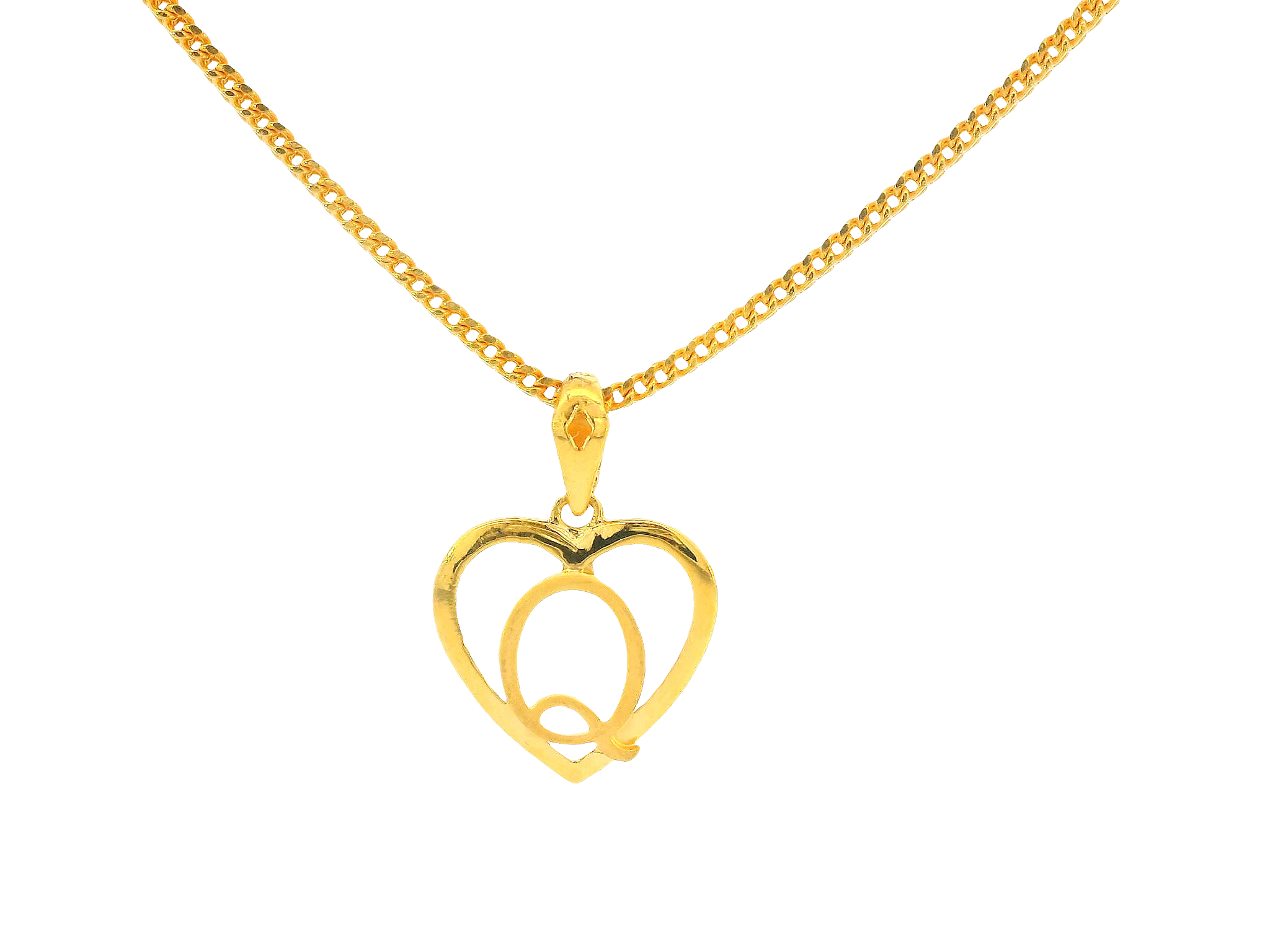 22K Yellow Gold Initial “Q” Pendant