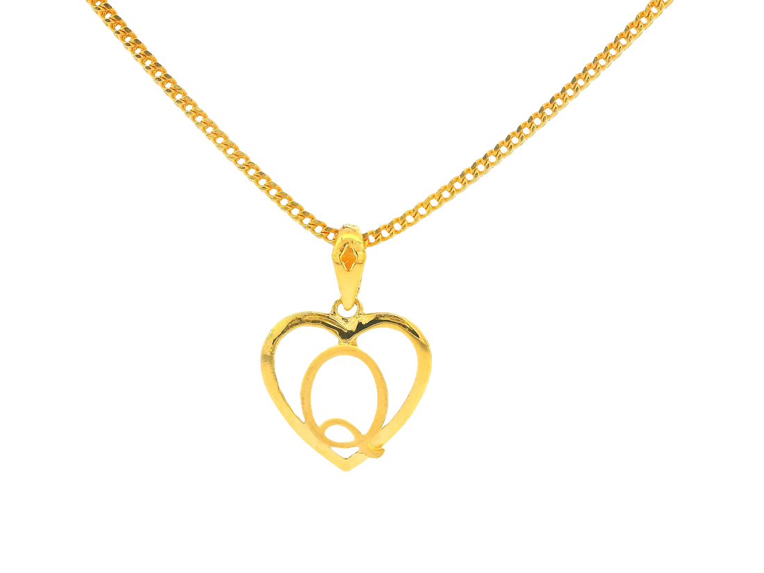22K Yellow Gold Initial “Q” Pendant