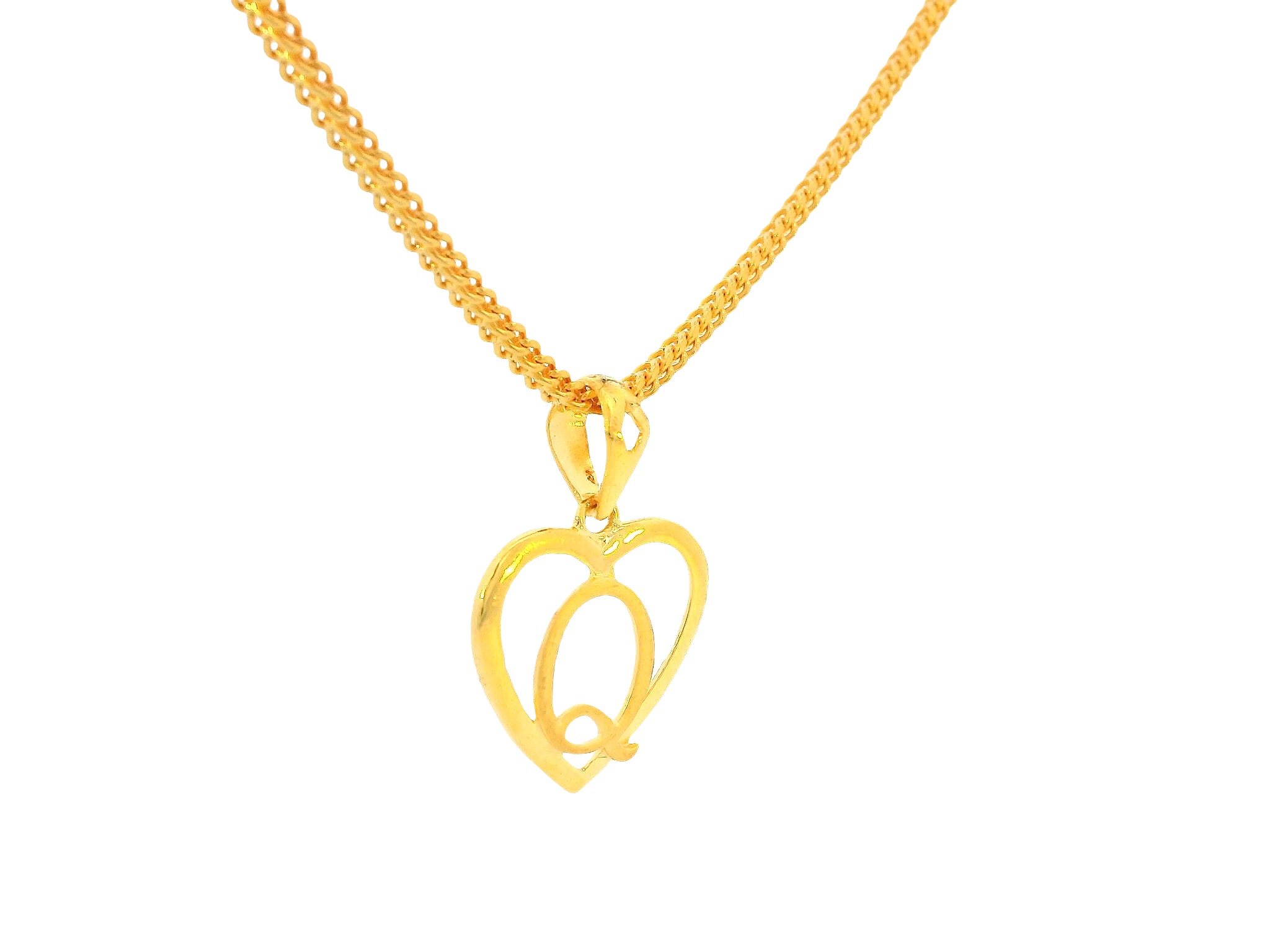 22K Yellow Gold Initial “Q” Pendant