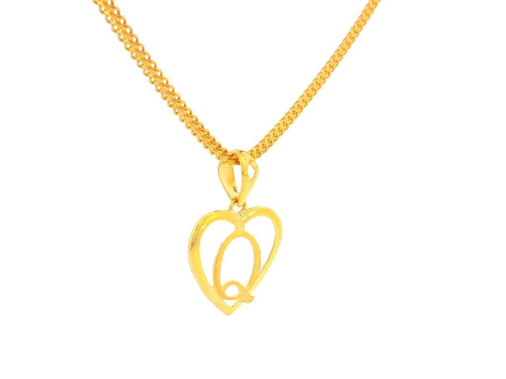 22K Yellow Gold Initial “Q” Pendant