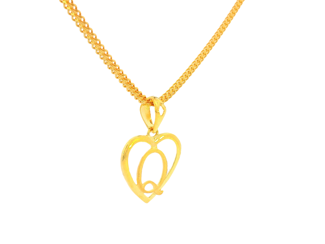 22K Yellow Gold Initial “Q” Pendant