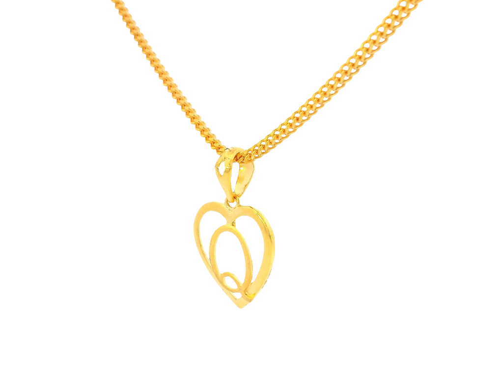 22K Yellow Gold Initial “Q” Pendant