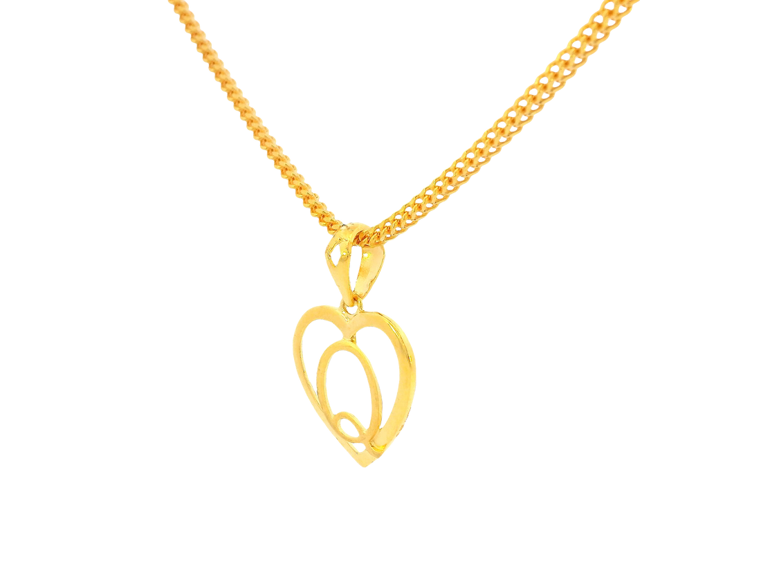 22K Yellow Gold Initial “Q” Pendant