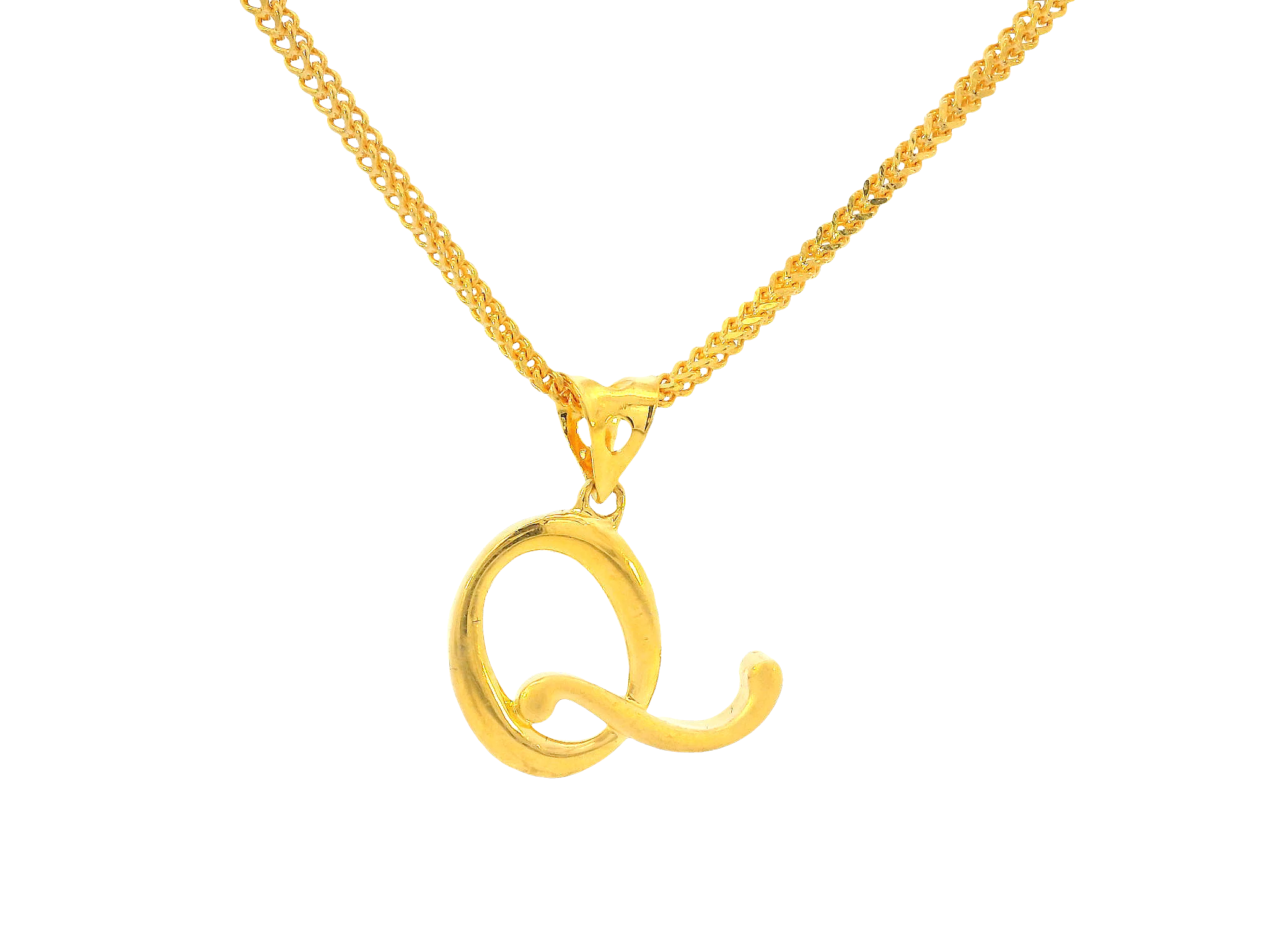 22K Yellow Gold Initial “Q” Pendant