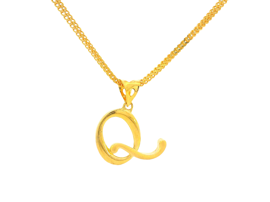 22K Yellow Gold Initial “Q” Pendant