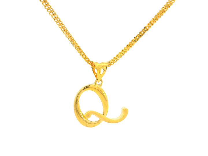 22K Yellow Gold Initial “Q” Pendant