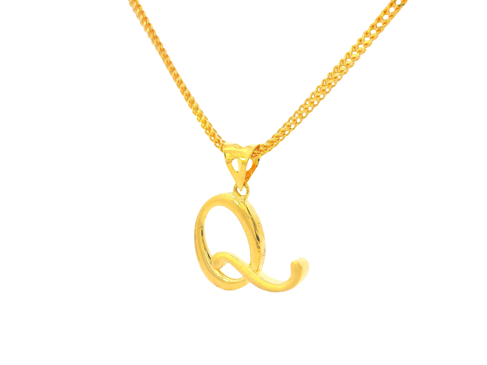 22K Yellow Gold Initial “Q” Pendant