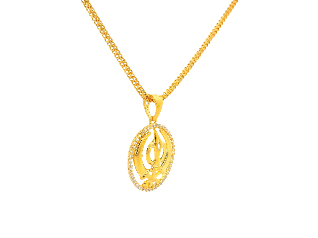 22K Yellow &amp; White Gold Khanda Pendant