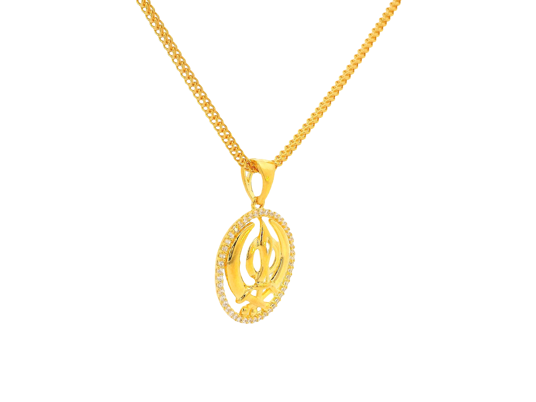 22K Yellow &amp; White Gold Khanda Pendant
