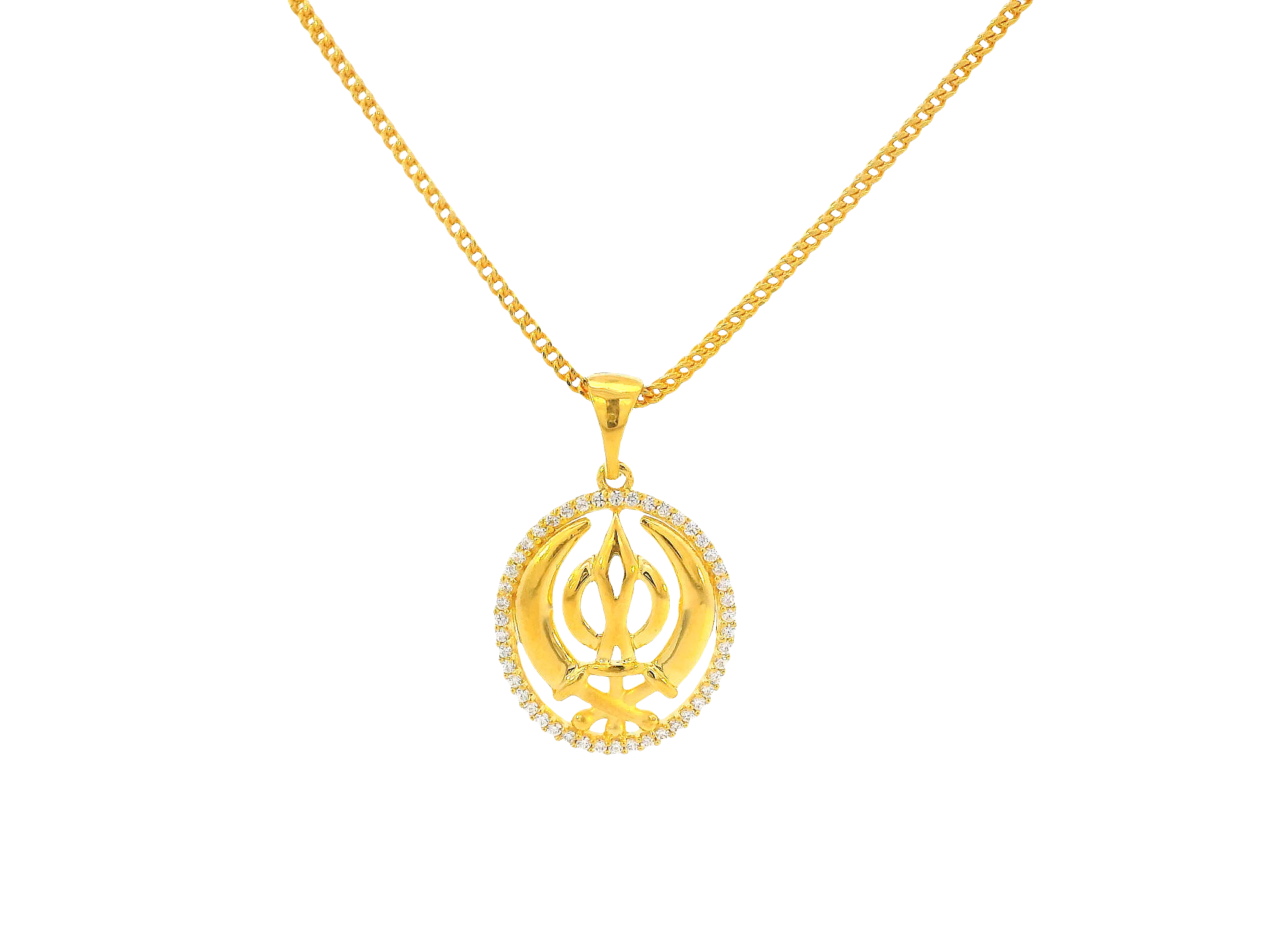 22K Yellow &amp; White Gold Khanda Pendant