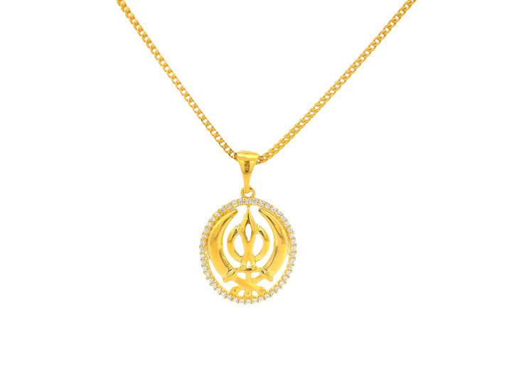 22K Yellow &amp; White Gold Khanda Pendant