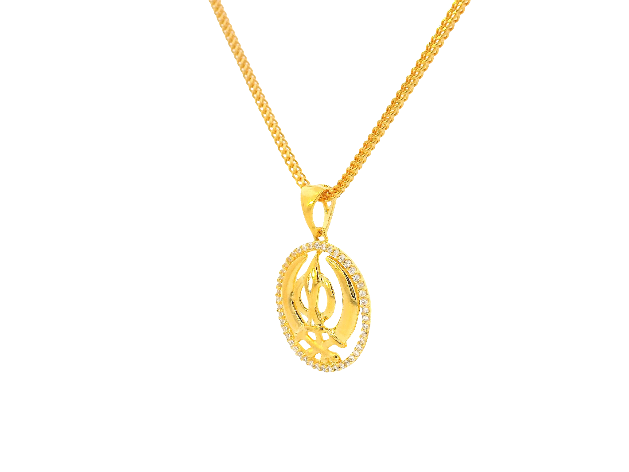 22K Yellow &amp; White Gold Khanda Pendant