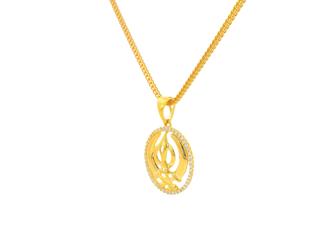 22K Yellow &amp; White Gold Khanda Pendant