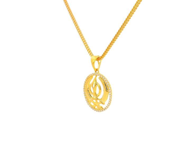 22K Yellow &amp; White Gold Khanda Pendant