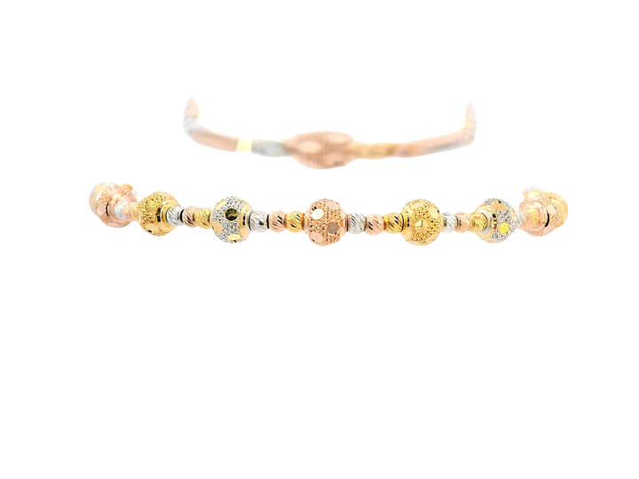 22K Tri-Color Gold Ladies Bracelet with Lobster Lock