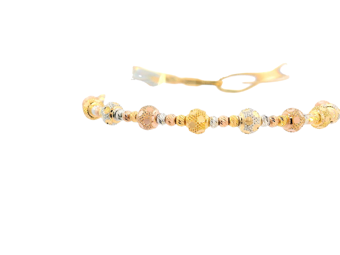 22K Tri-Color Gold Ladies Bracelet with Lobster Lock
