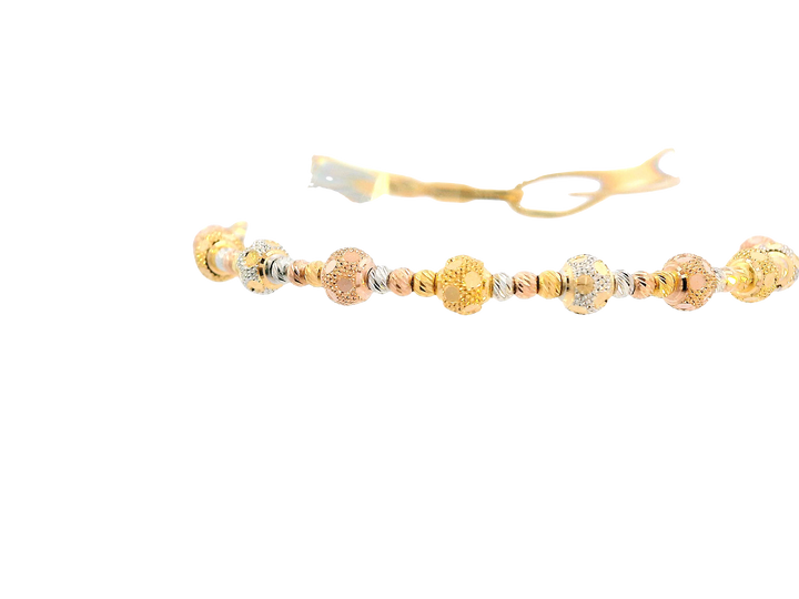 22K Tri-Color Gold Ladies Bracelet with Lobster Lock