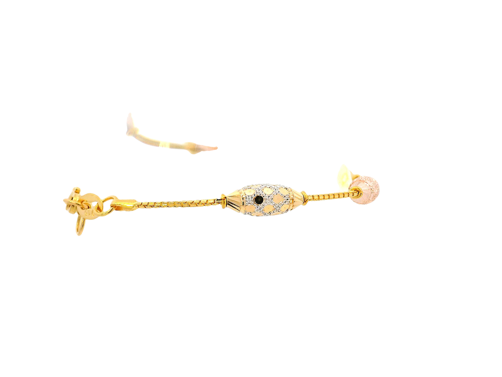 22K Tri-Color Gold Ladies Bracelet with Lobster Lock