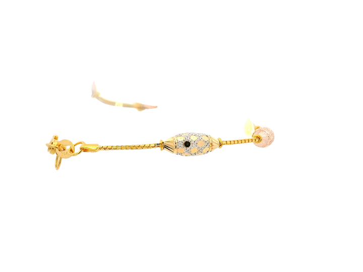 22K Tri-Color Gold Ladies Bracelet with Lobster Lock