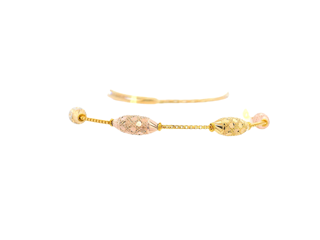 22K Tri-Color Gold Ladies Bracelet with Lobster Lock