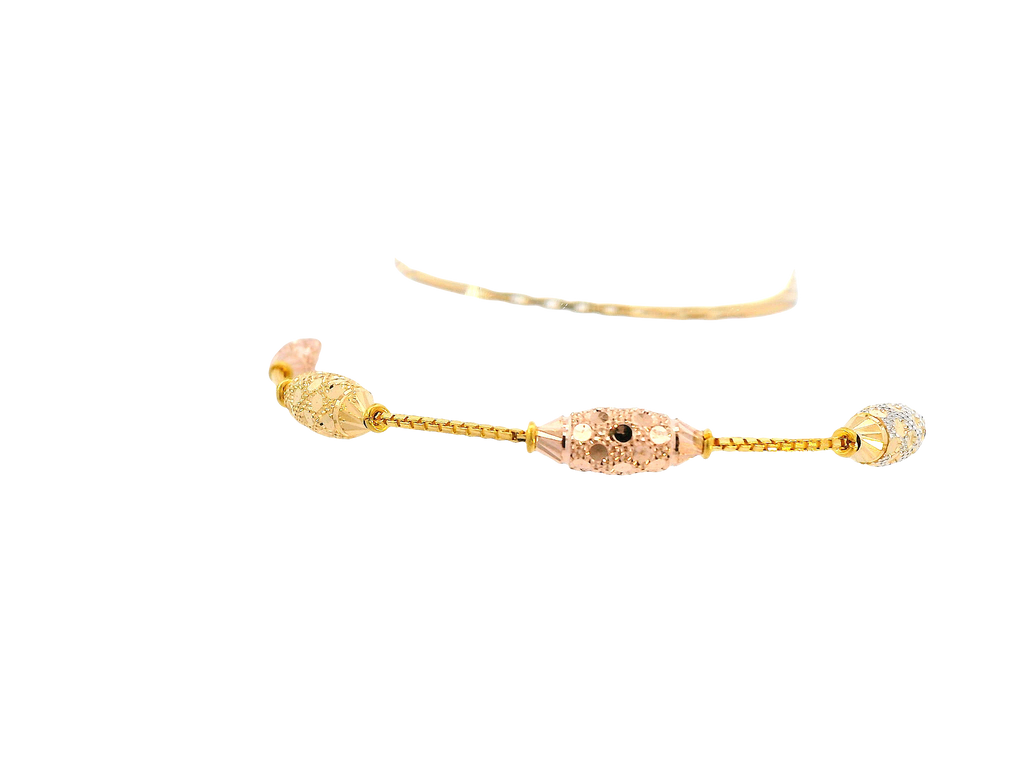 22K Tri-Color Gold Ladies Bracelet with Lobster Lock