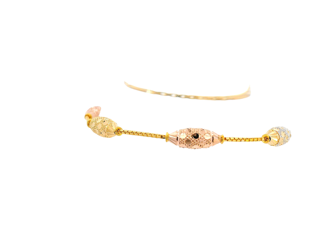 22K Tri-Color Gold Ladies Bracelet with Lobster Lock