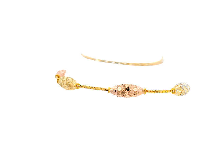 22K Tri-Color Gold Ladies Bracelet with Lobster Lock