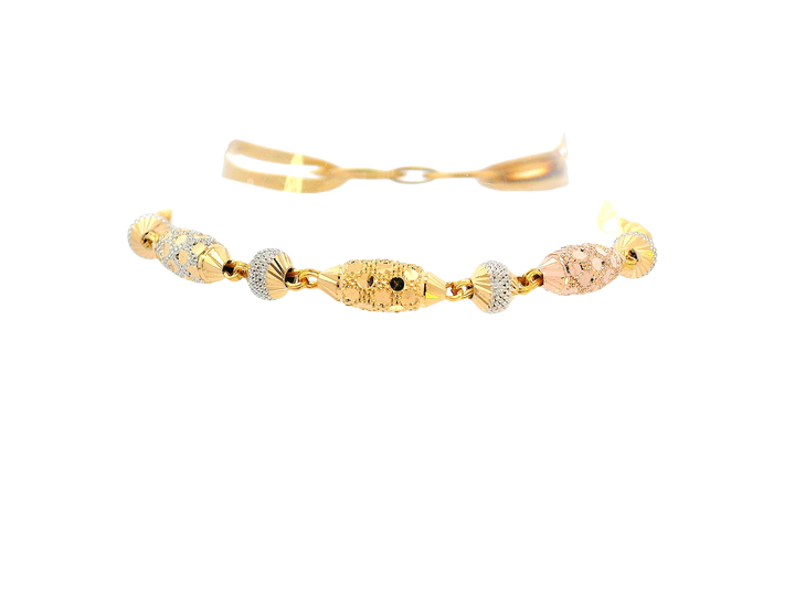 22K Tri-Color Gold Ladies Bracelet with Lobster Lock