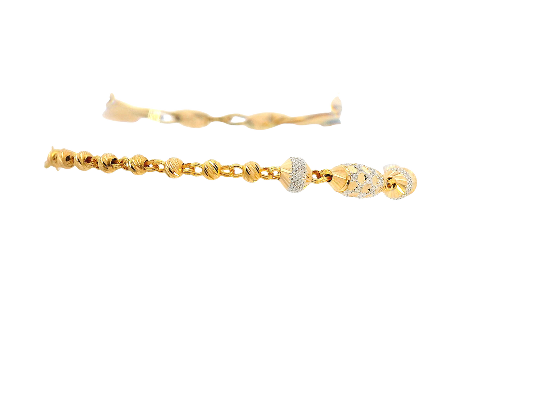 22K Tri-Color Gold Ladies Bracelet with Lobster Lock