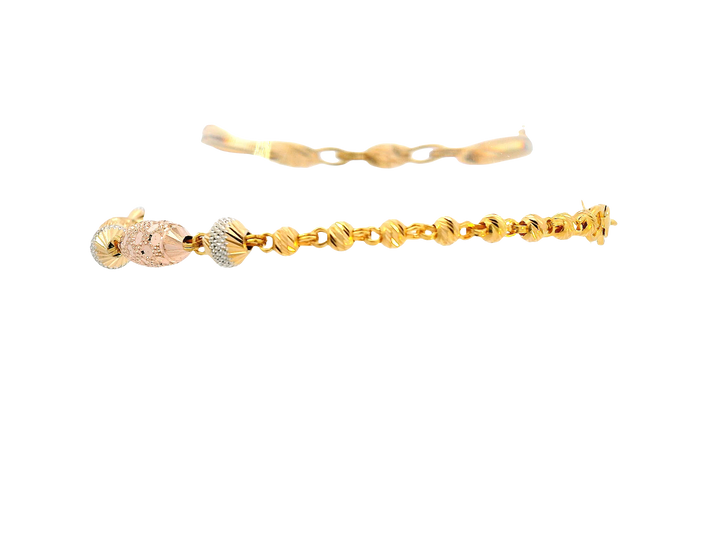 22K Tri-Color Gold Ladies Bracelet with Lobster Lock