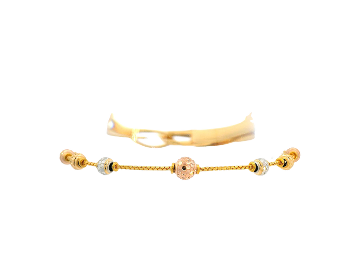 22K Tri-Color Gold Ladies Bracelet  with Lobster Lock