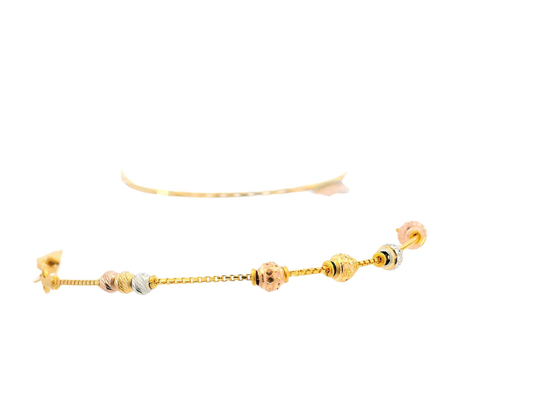 22K Tri-Color Gold Ladies Bracelet  with Lobster Lock