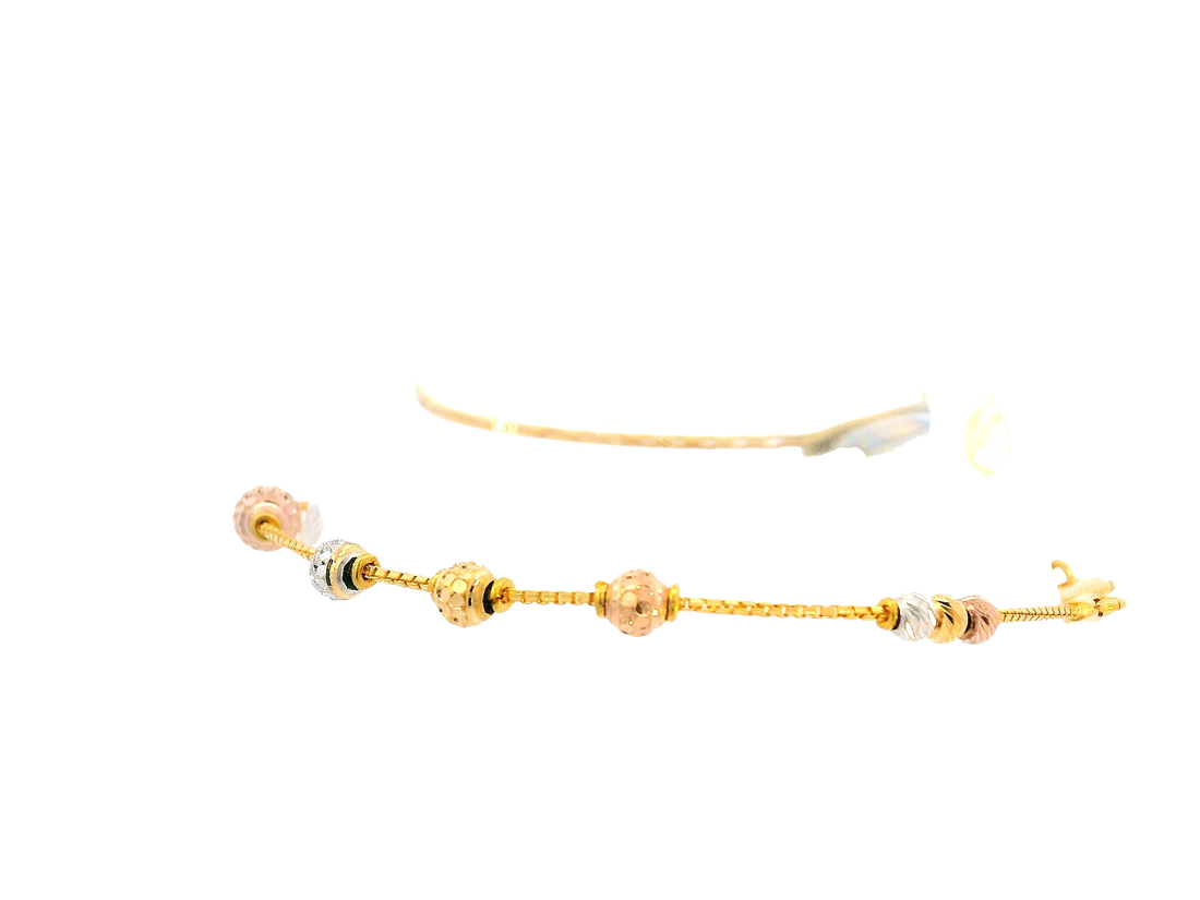 22K Tri-Color Gold Ladies Bracelet  with Lobster Lock