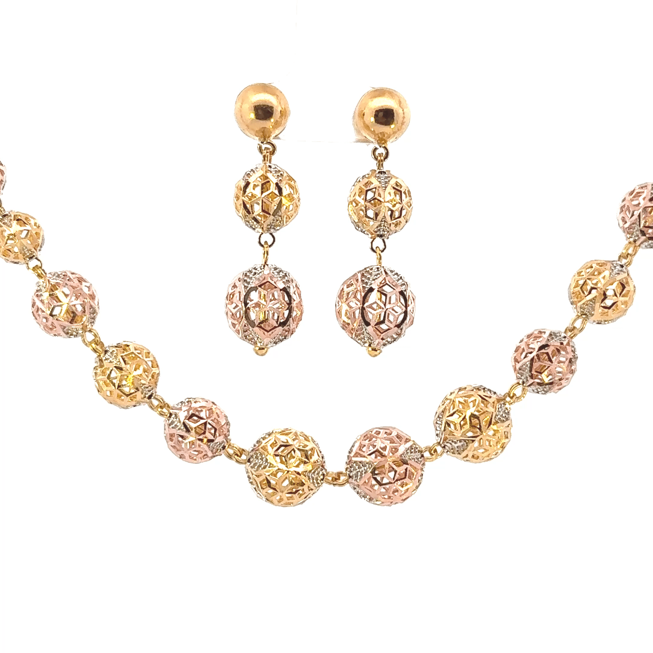 22K Tri-Color Gold Necklace with Lobster Lock