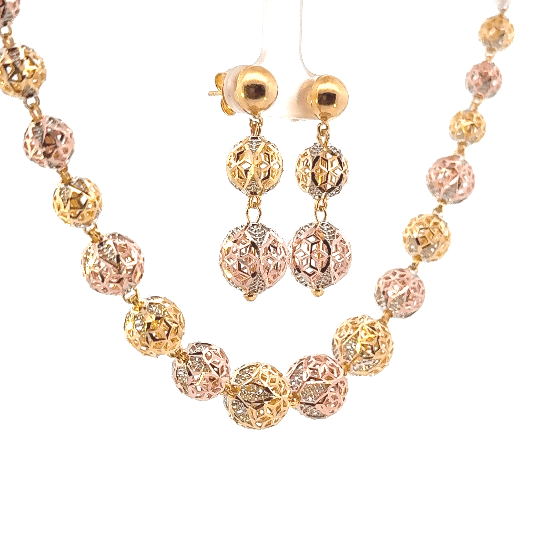 22K Tri-Color Gold Necklace with Lobster Lock