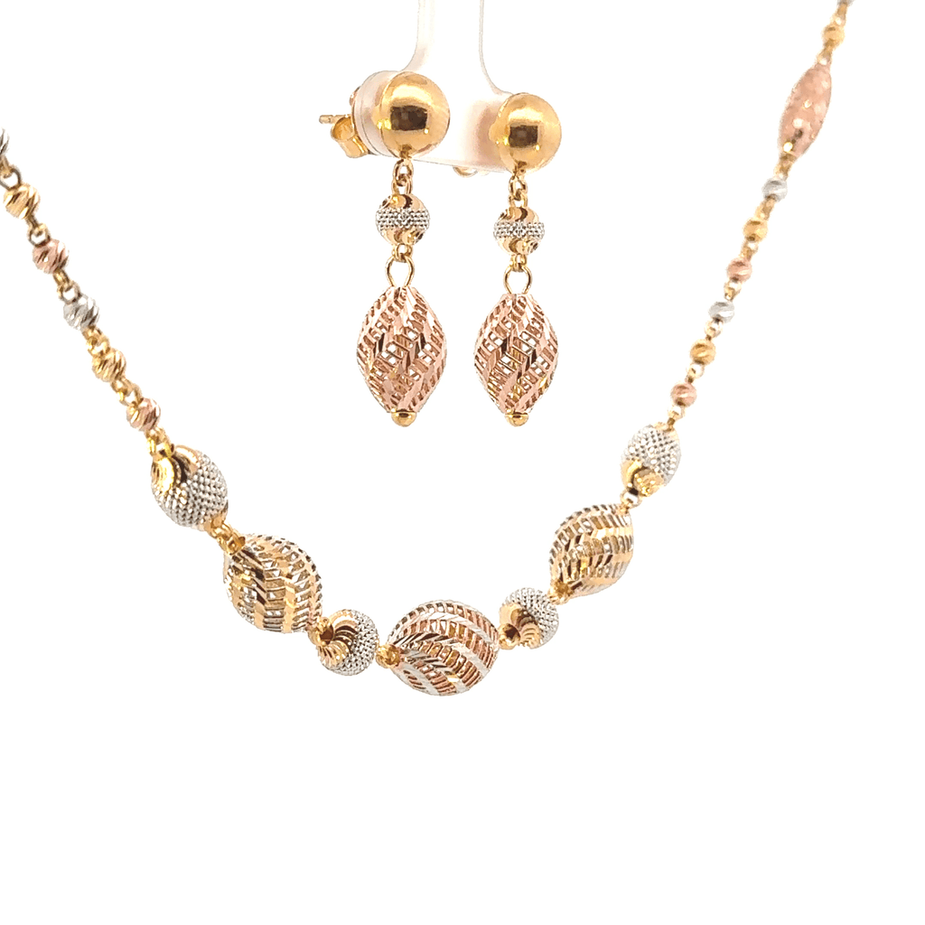 22K Tri-Color Gold Necklace with Lobster Lock