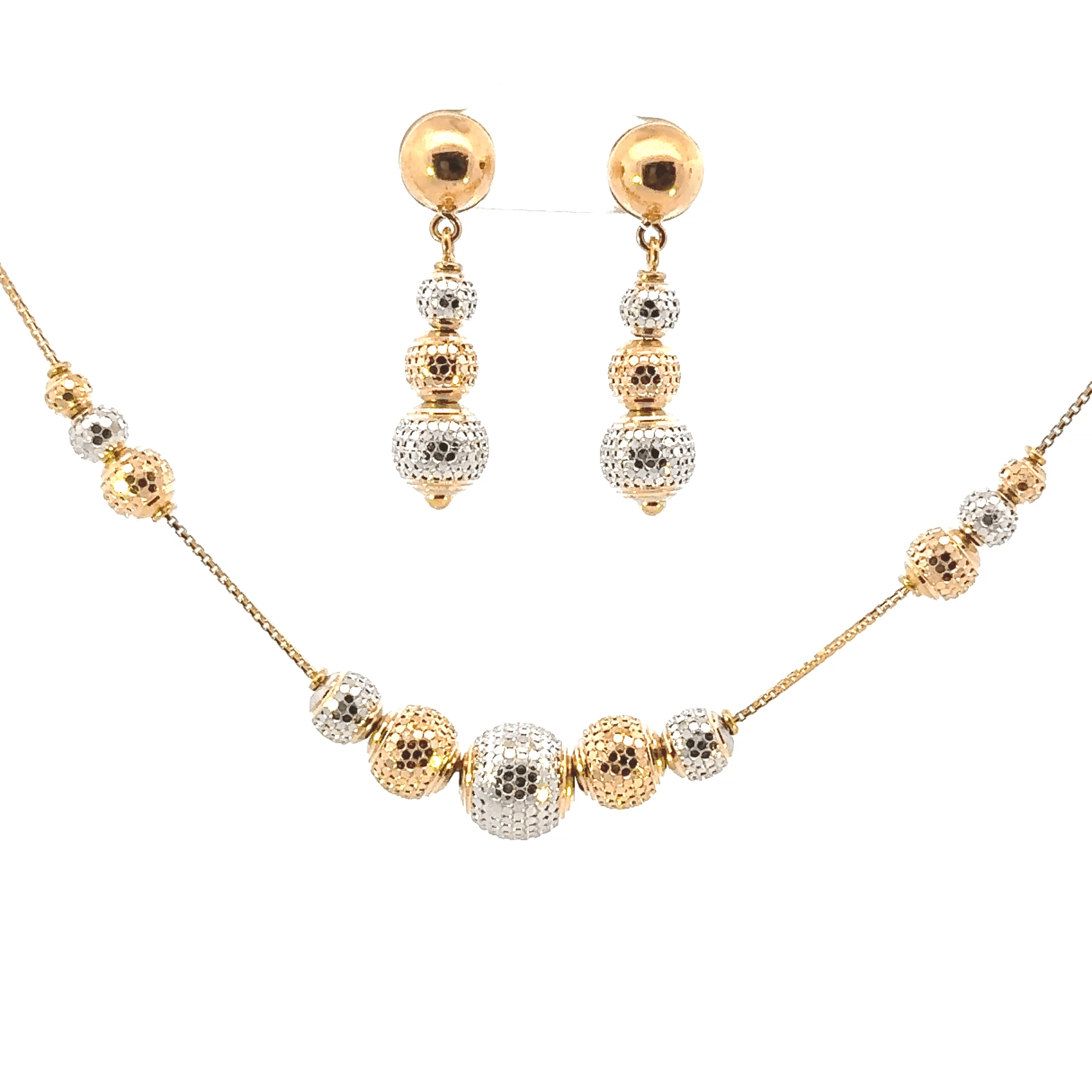 22K Yellow &amp; White Gold Necklace with Lobster Lock