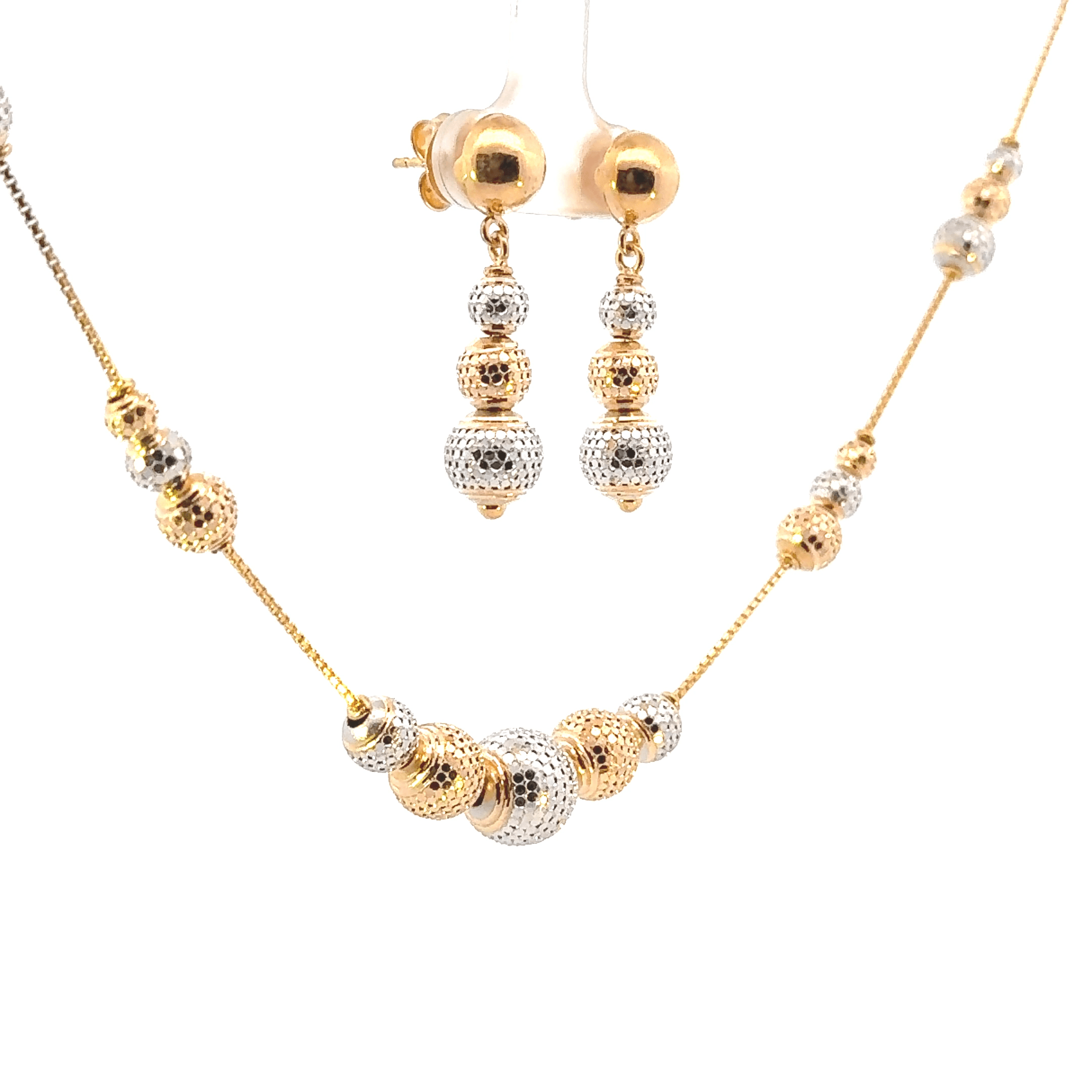 22K Yellow &amp; White Gold Necklace with Lobster Lock