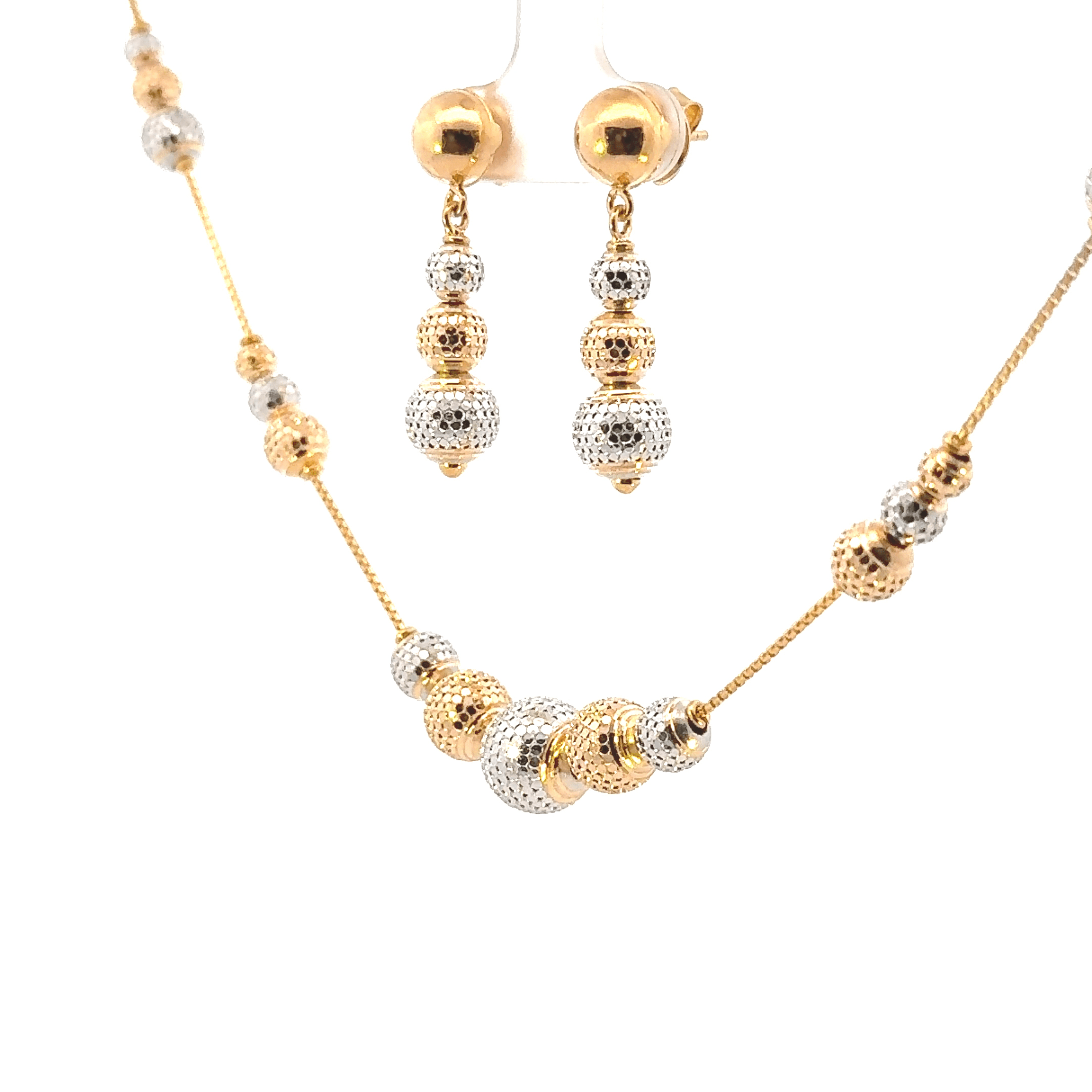 22K Yellow &amp; White Gold Necklace with Lobster Lock