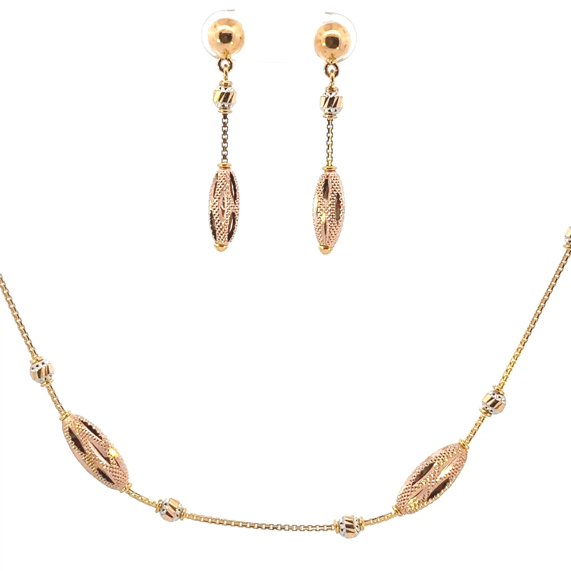 22K Tri-Color Gold Necklace with Lobster Lock