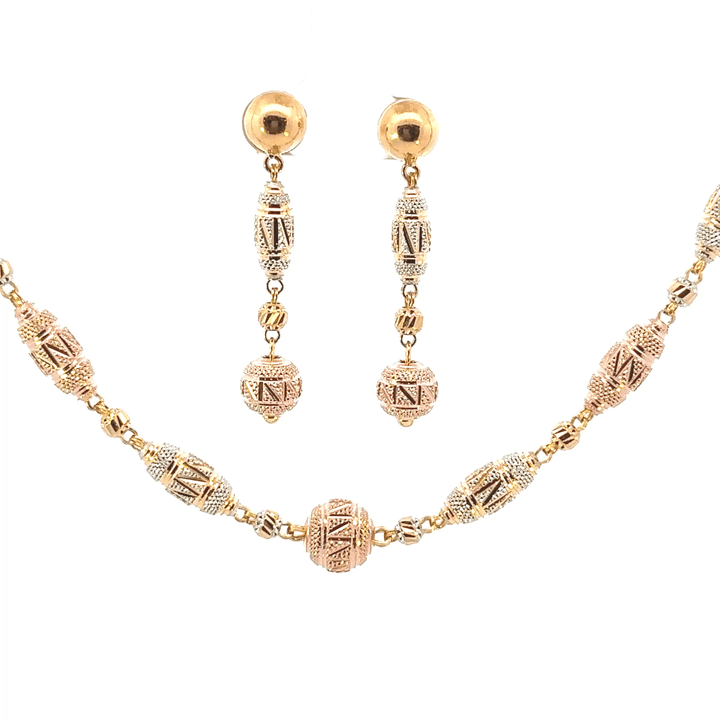 22K Tri-Color Gold Necklace with Lobster Lock